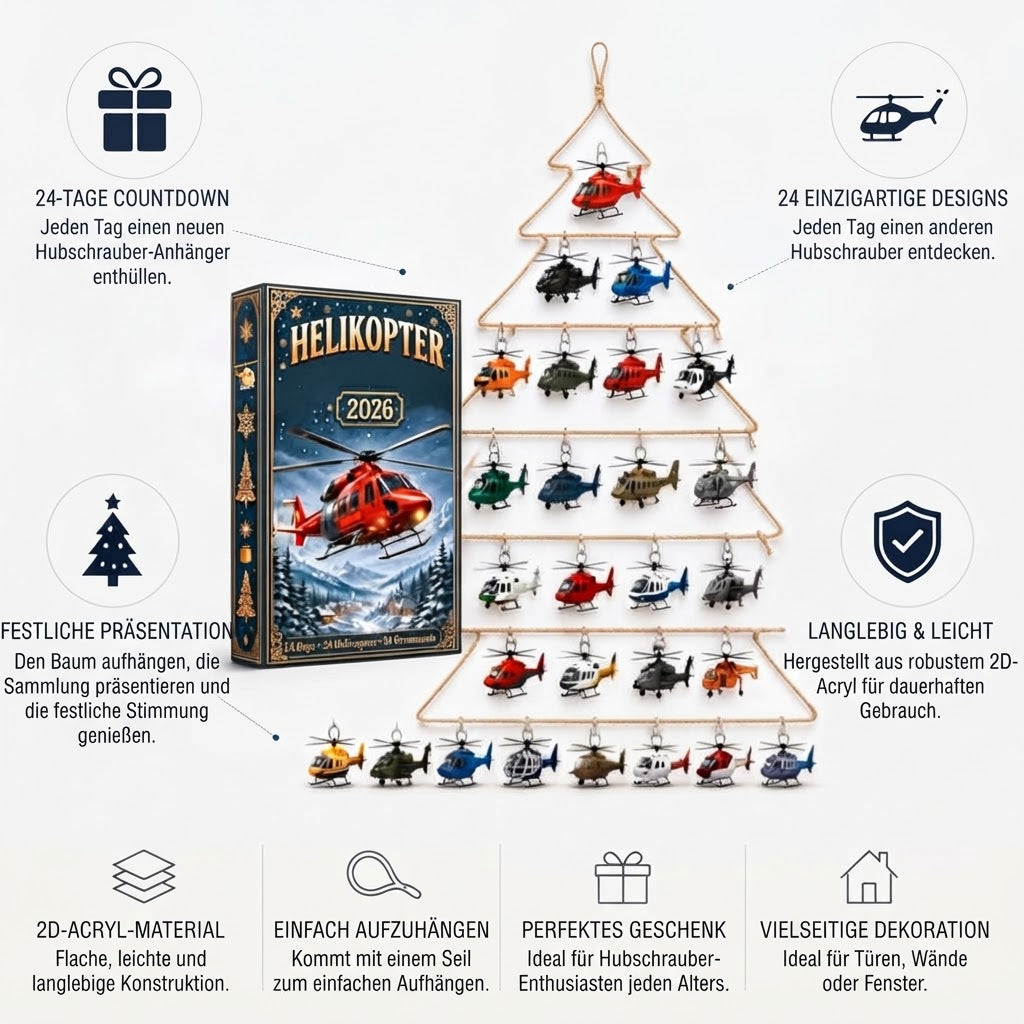 AeroLume - Adventskalender mit 24 Flugdekorationen aus Acryl