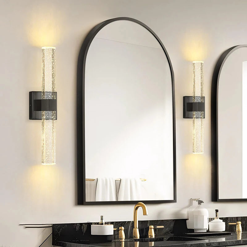 Wallix - Goldene LED-Wandleuchte mit Kristallblasen