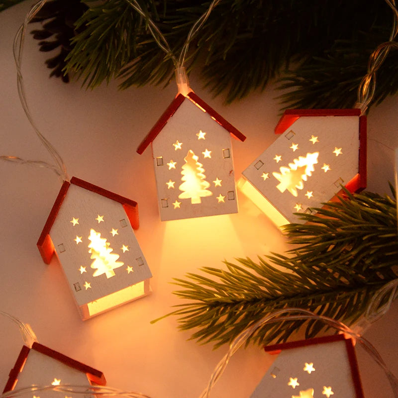 Weihnachtsdorf-Lichterkette - Holz, 2–3 m