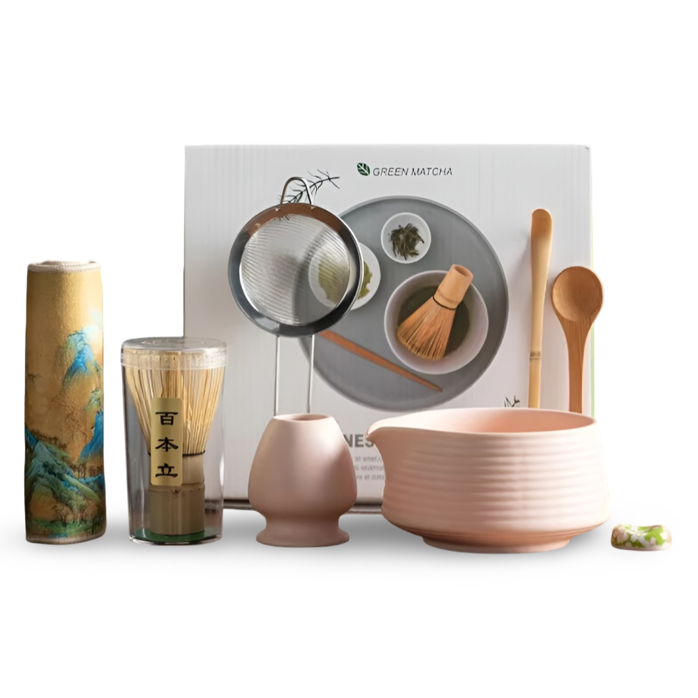 Premium - Matcha Set 8-tlg aus Keramik & Bambus