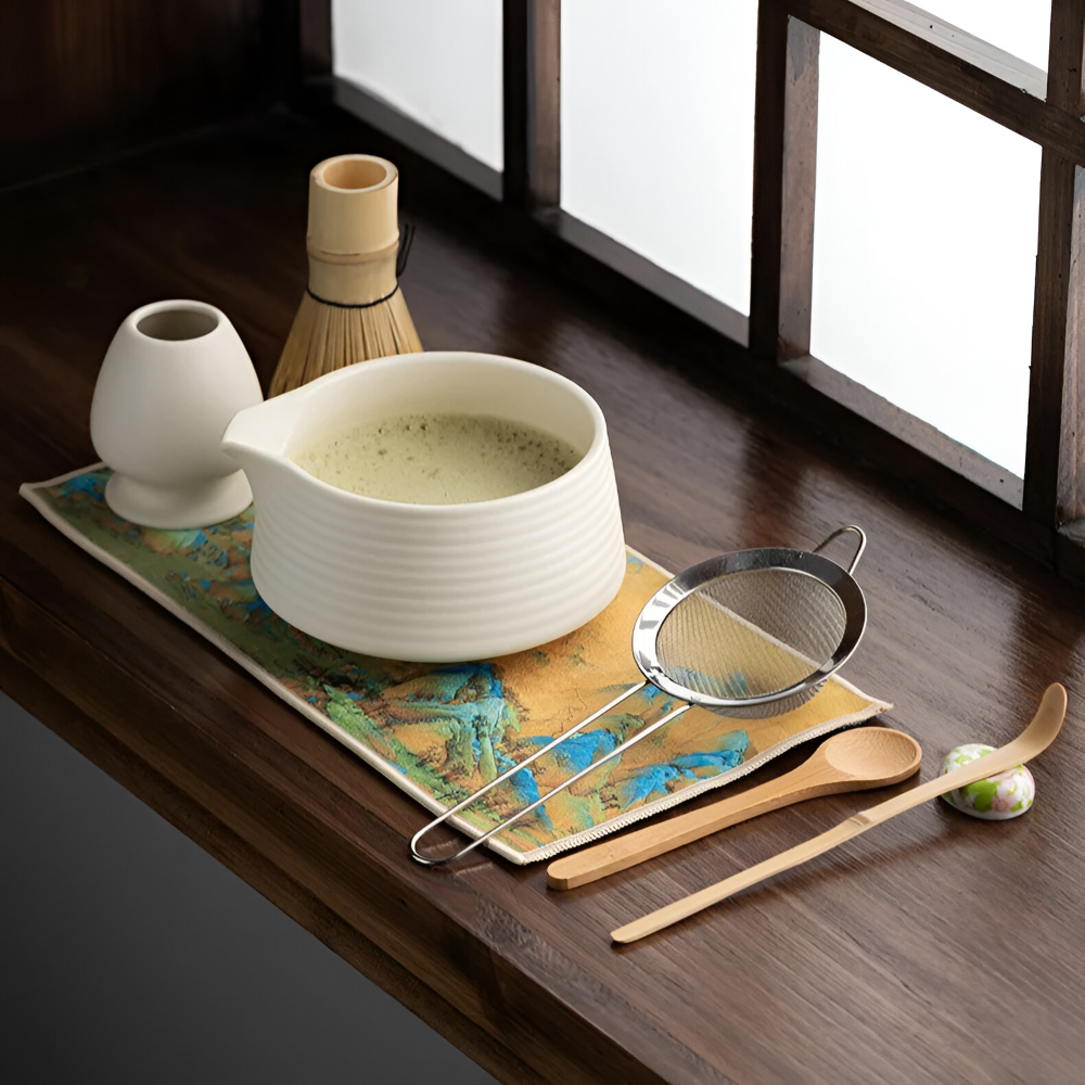 Premium - Matcha Set 8-tlg aus Keramik & Bambus
