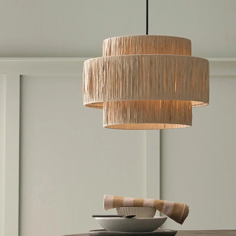 Stella - Rattan-Pendelleuchte E27 im japanischen