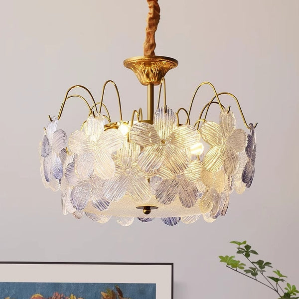 Aurela - Vintage-Kronleuchter aus Buntglas, Blütenform