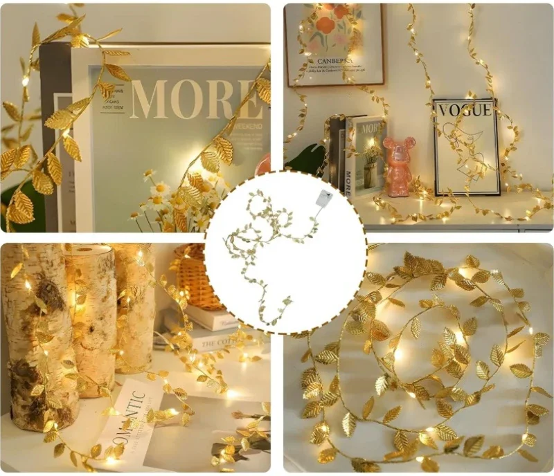 Twinkla - Goldene LED Blätter-Lichterkette batteriebetrieben