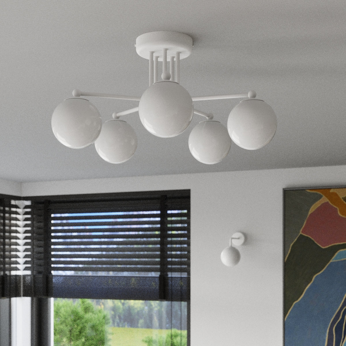 Luara - Weiße Wandleuchte mit mattiertem Glasschirm