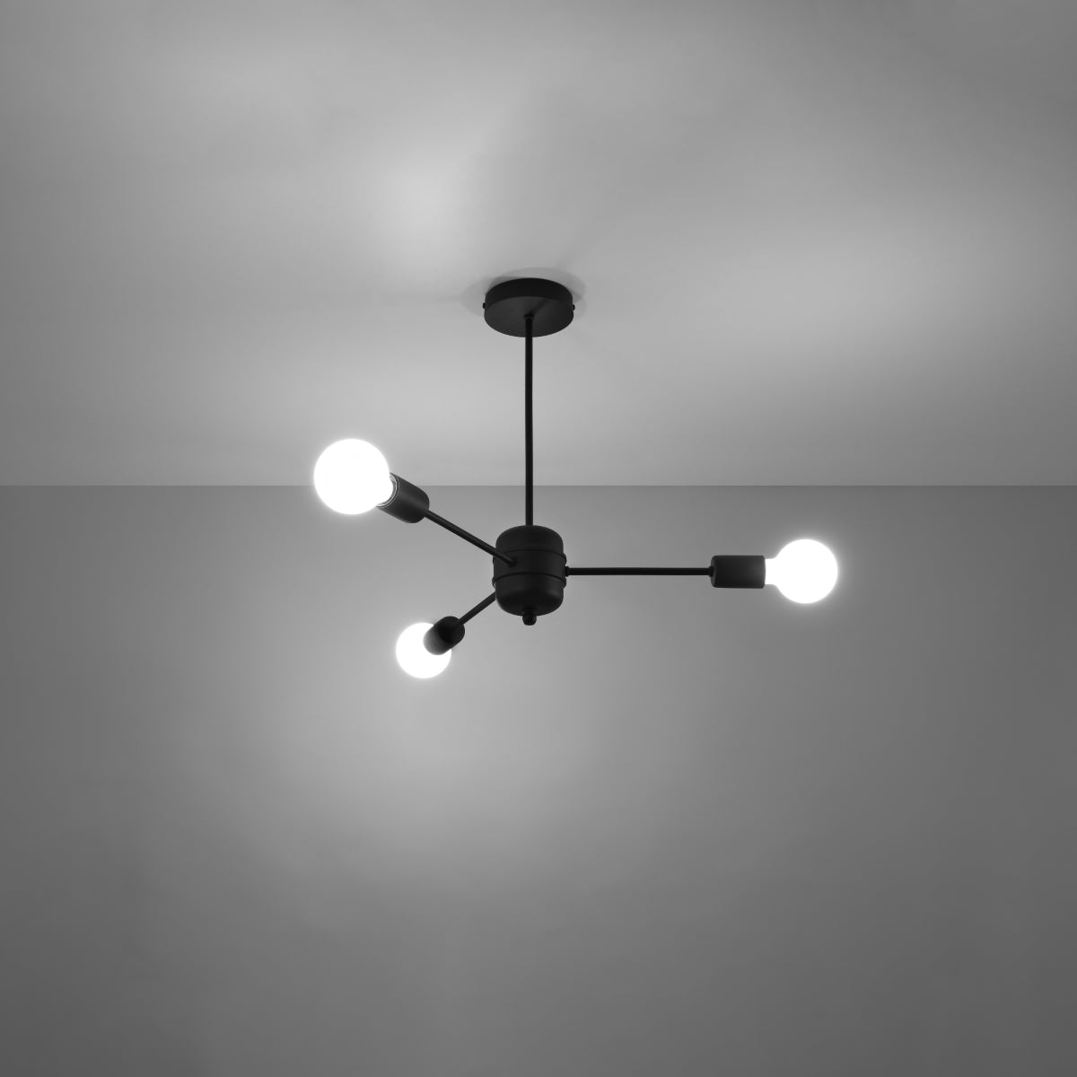 Vortex - Industrieller Kronleuchter, schwarz, 3-flammig