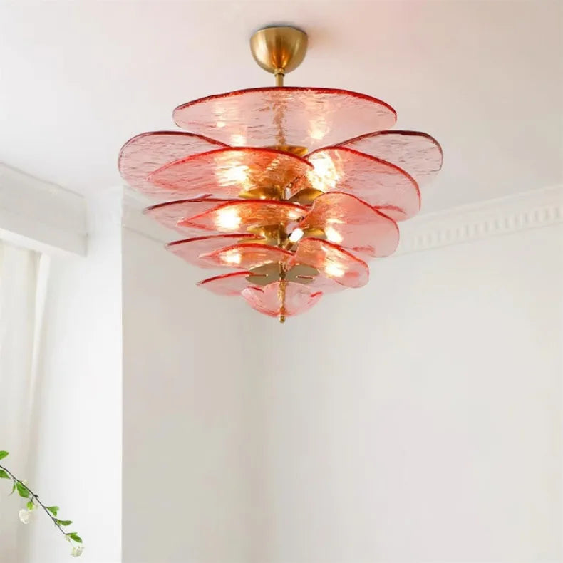 Claria - Lotusblatt-Kronleuchter aus Glas