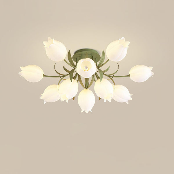Lucero - Deckenleuchte mit Lilienblüten in Creme
