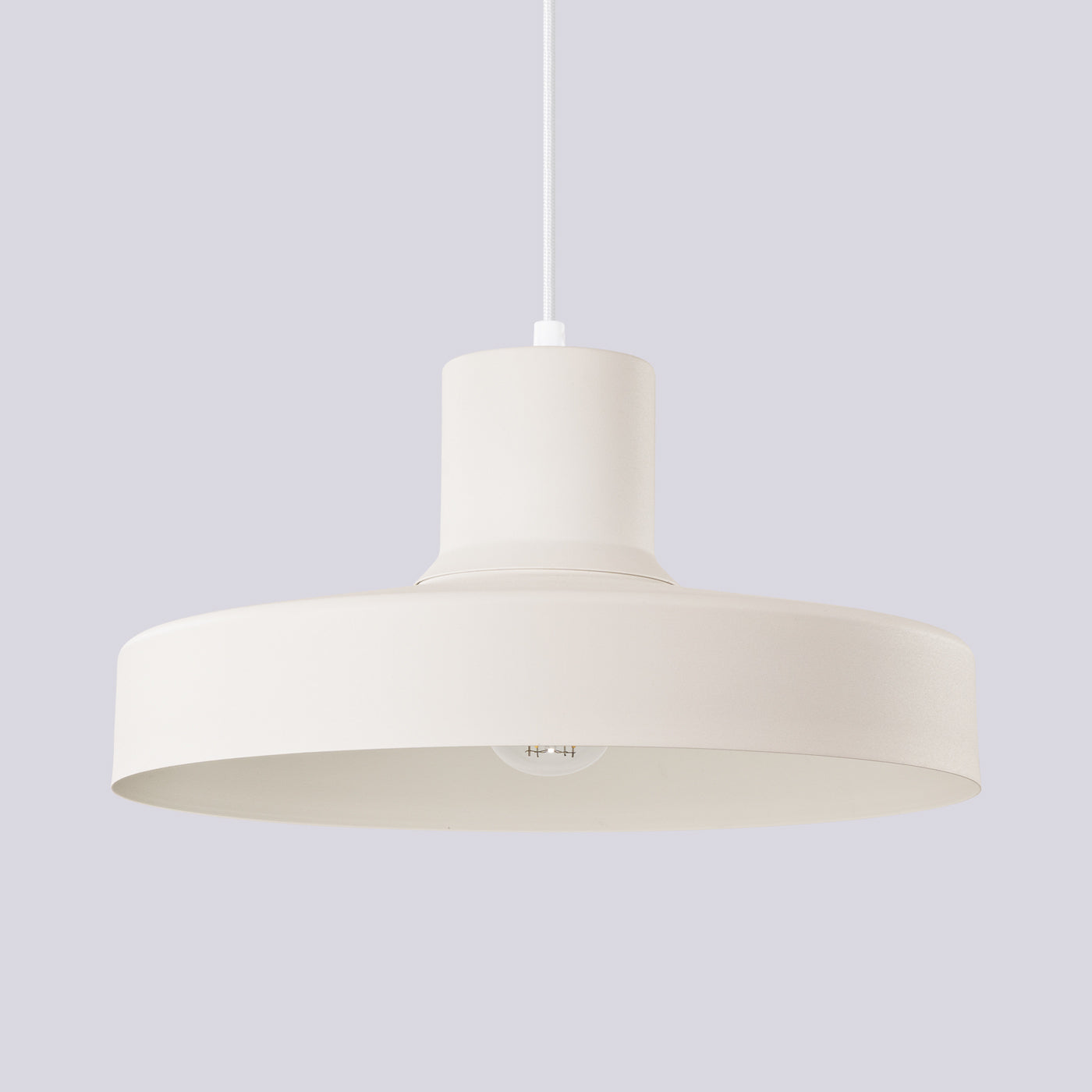 Celira - Beige Retro-Pendelleuchte mit rundem Schirm