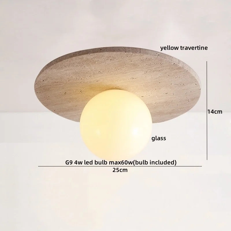 Lumio - Travertin-Deckenleuchte E27 im Wabi-Sabi-Design