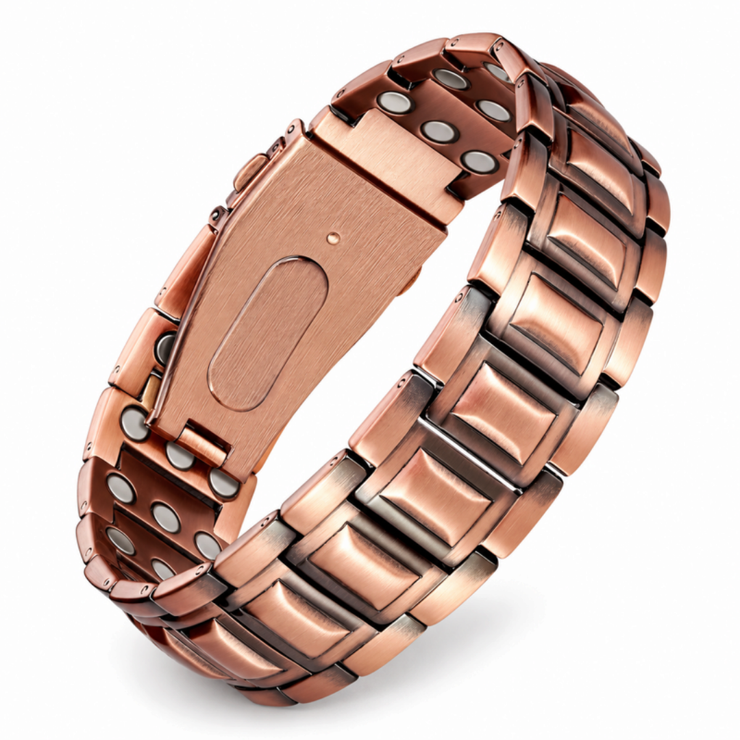 CopperLink - Kupferarmband mit Magnetverschluss und geometrischem Muster