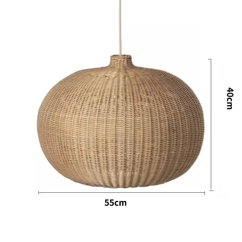 Handgeflochtene - Rattan-Pendelleuchte in Boho-Beige