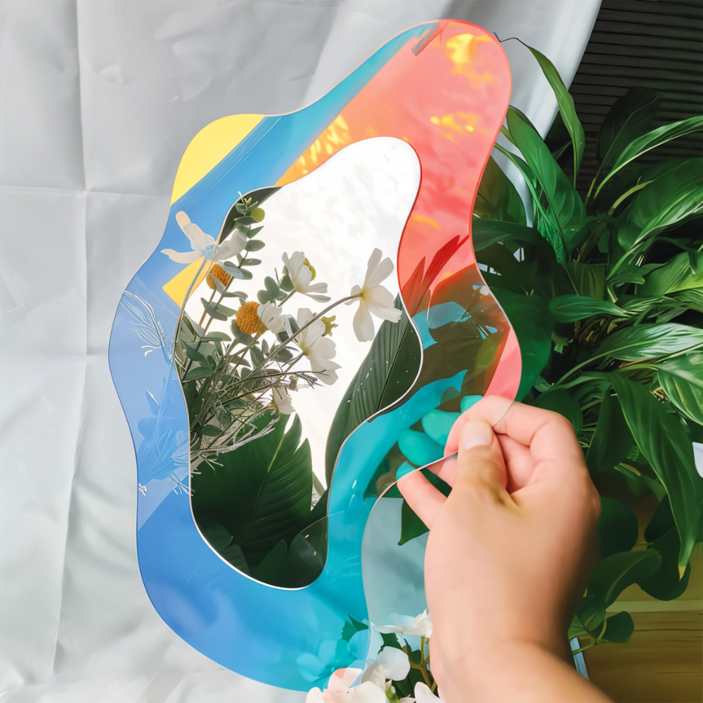 Ästhetischer Geometrischer Acrylspiegel - Schillernde Rahmenlose Wanddekoration