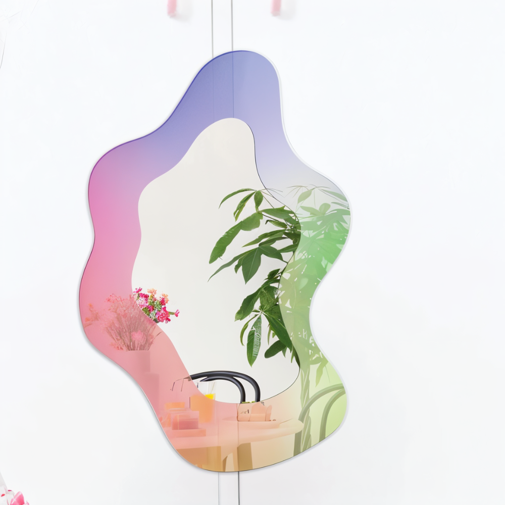 Ästhetischer Geometrischer Acrylspiegel - Schillernde Rahmenlose Wanddekoration