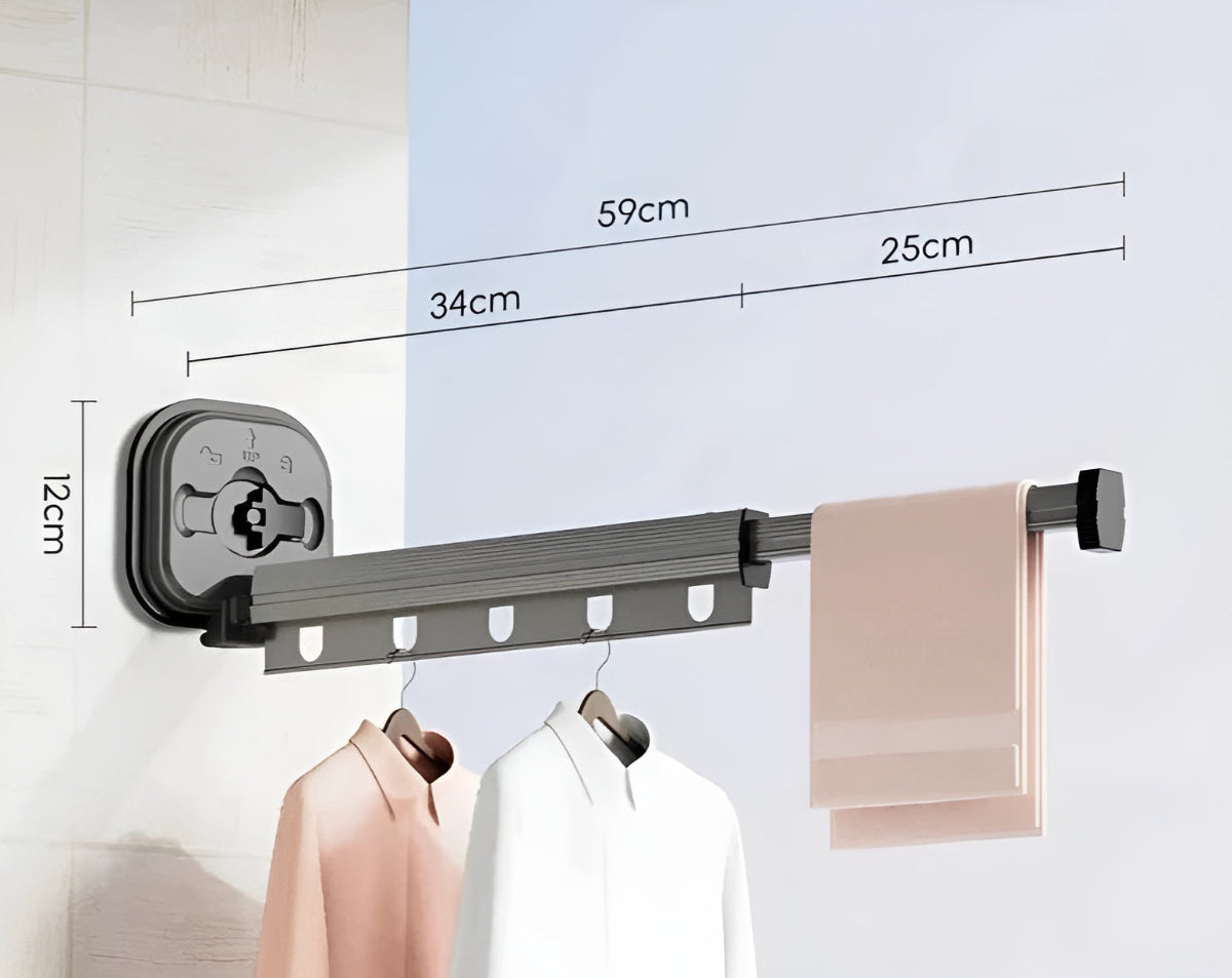 AluFlex - Faltbarer Aluminium Wäscheständer zur Wandmontage