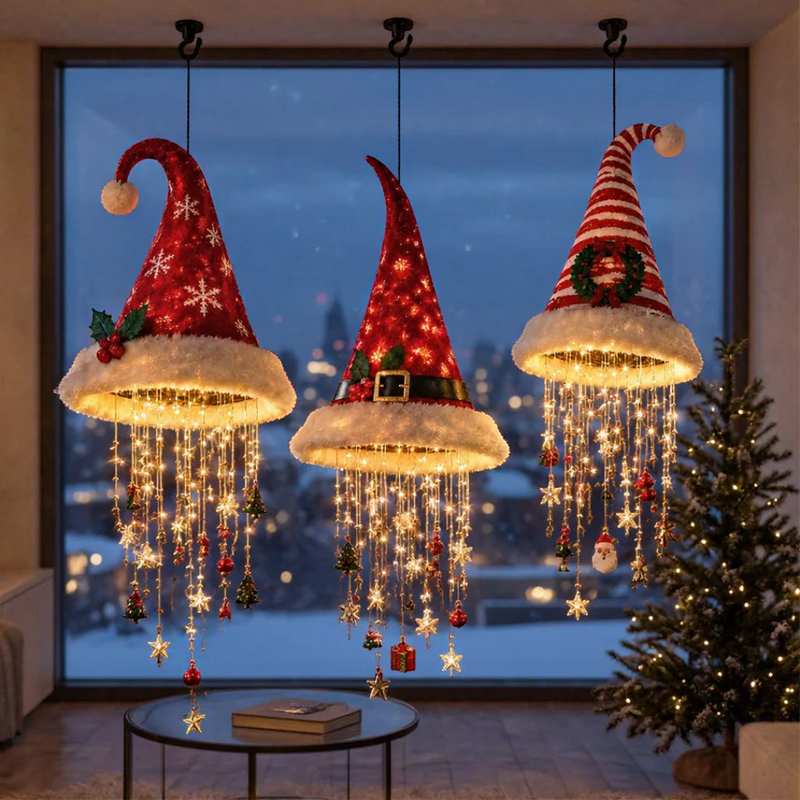 Lichtmütza – Aufhängbare Weihnachtsmütze mit LED-Beleuchtung