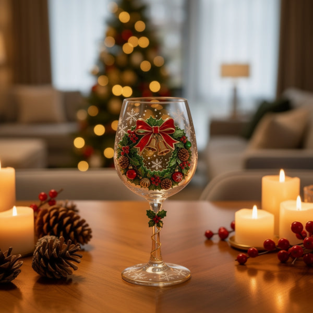 SantaSip - Weihnachtsweinglas mit Weihnachtsmannmotiv