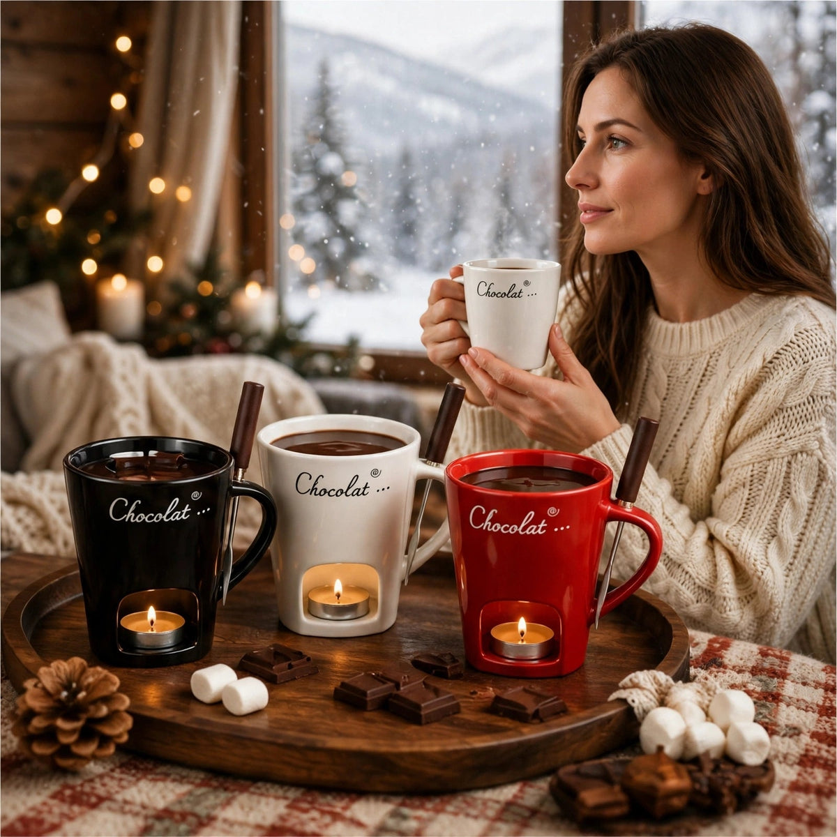 ChocoMelt - Keramischer Fonduebecher mit integrierter Kerzenhalterung