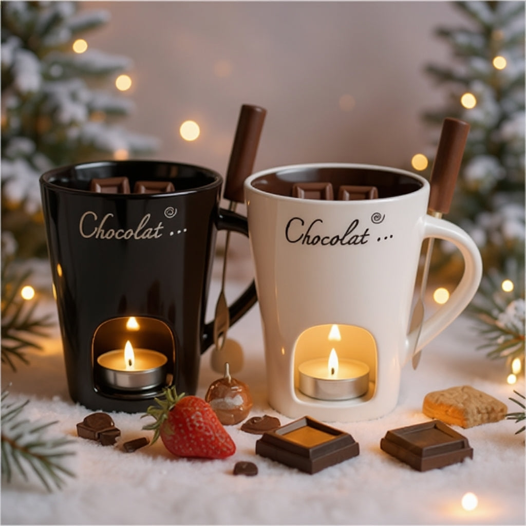 ChocoMelt - Keramischer Fonduebecher mit integrierter Kerzenhalterung