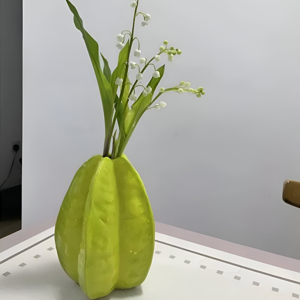 Artisan Gefertigter Keramik Sternfrucht Blütenvase - Auffälliges Dekoratives Wohnaccessoire