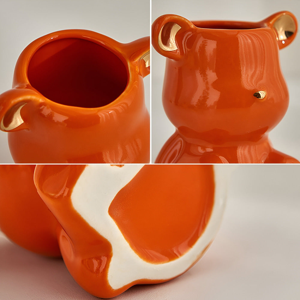 Artisan Skandinavisches Bären Design Keramikvase – Auffälliges Wohnaccessoire