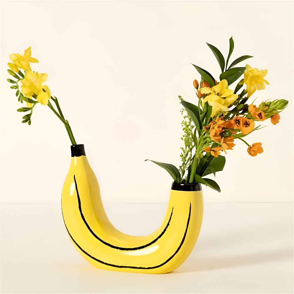 Moderne, Bananenförmige dekorative Vase für stilvolle Wohnkultur