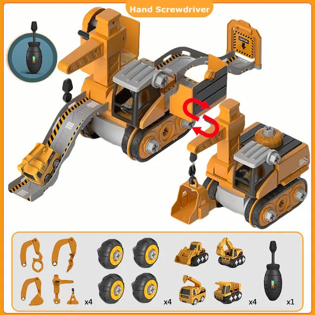 BuildWrench – Baufahrzeug-Spielset zum Zusammenbauen mit austauschbaren Teilen