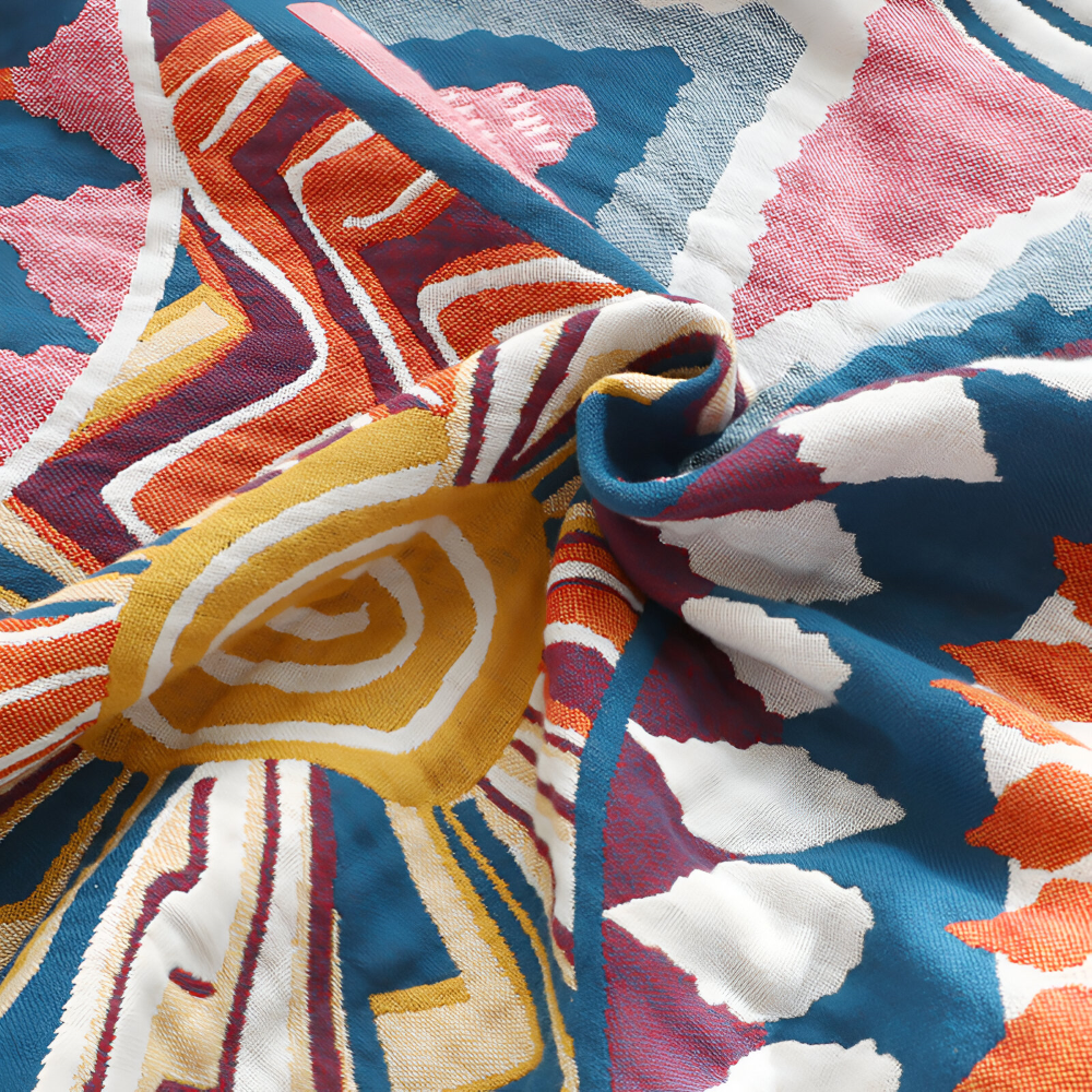 Bohem Plaid - Kunstvolle Geometrische Baumwoll Fleecedecke