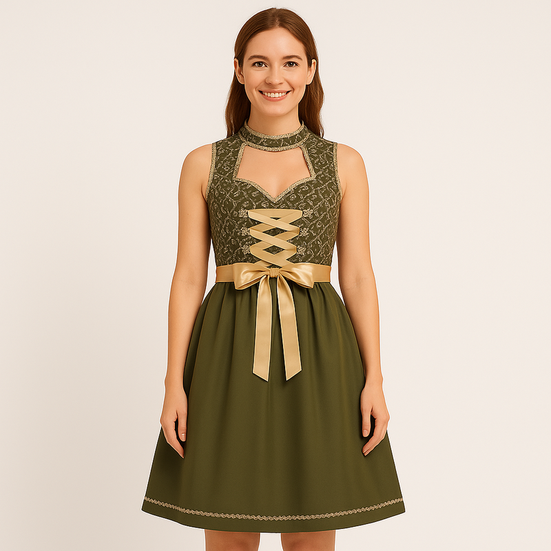 Damen Bayerisches Dirndl mit Schnürmieder und Schürze