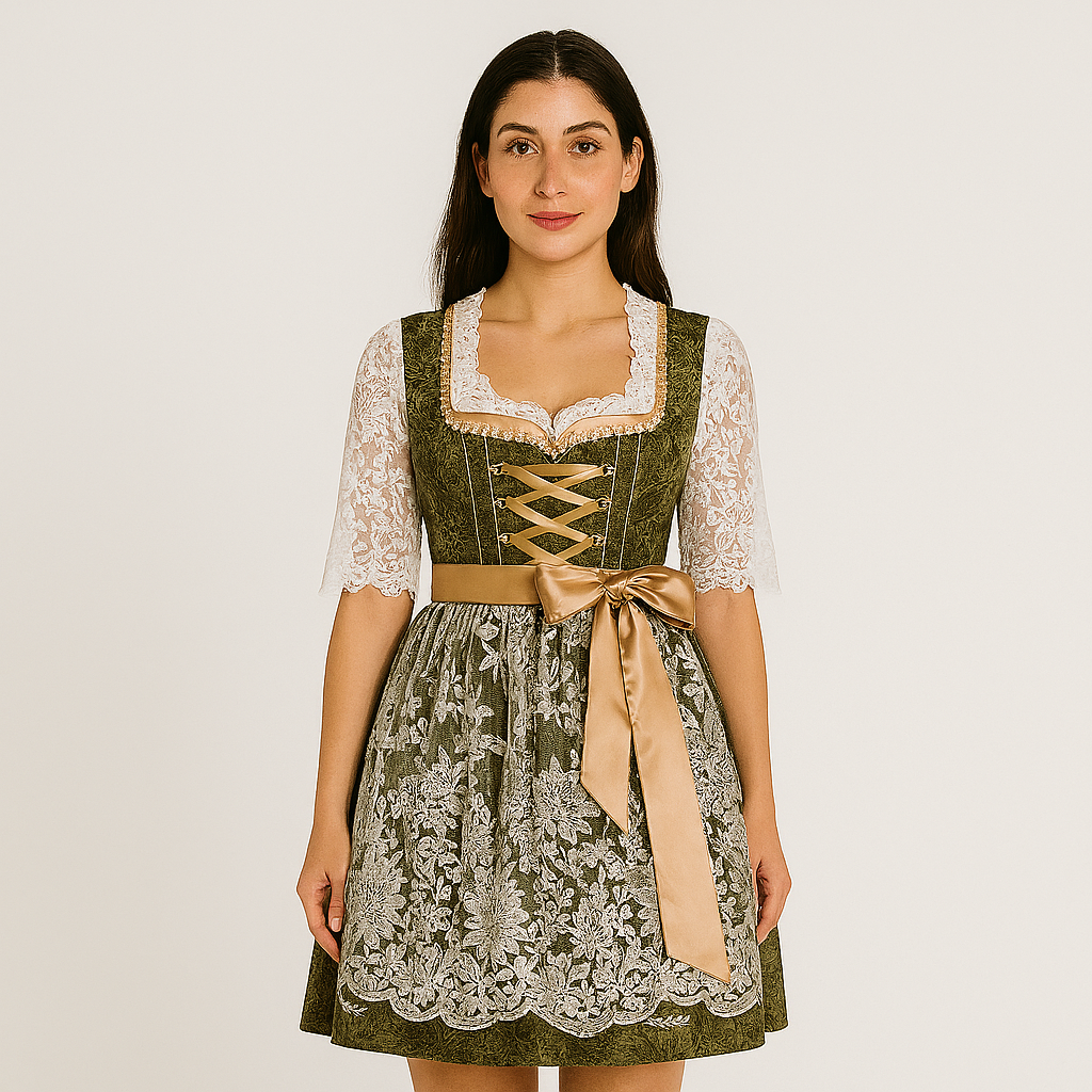 Damen Dirndl mit Spitzenmieder und Schleifendetail
