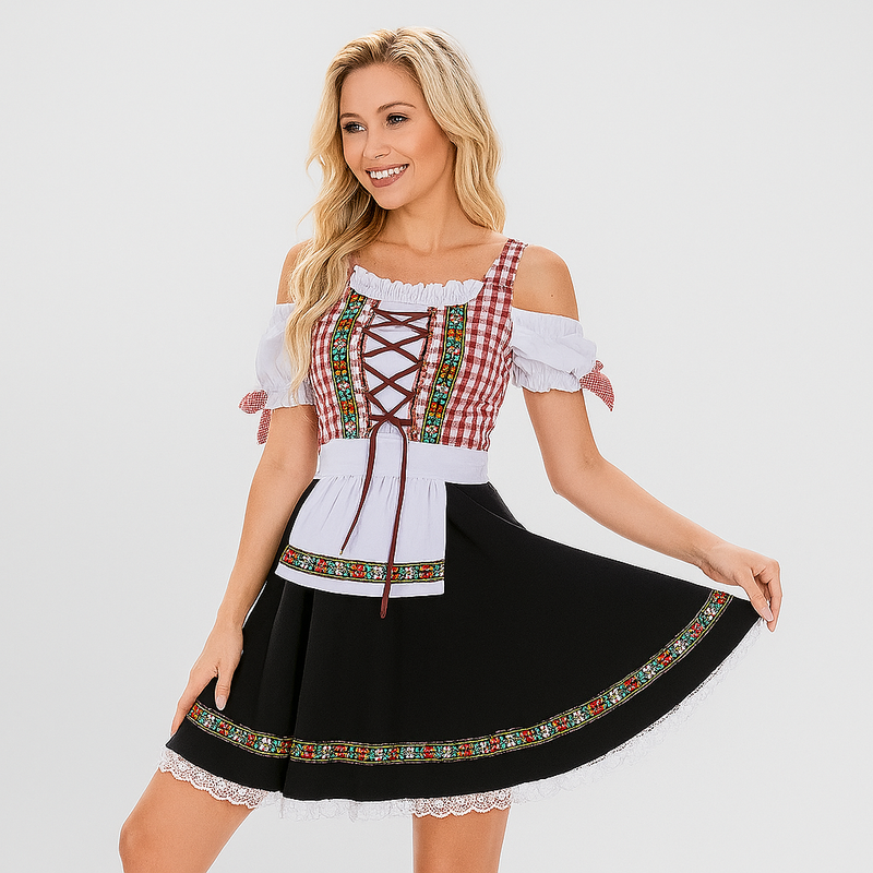 Damen Kleid mit Floral-Zickzack-Muster