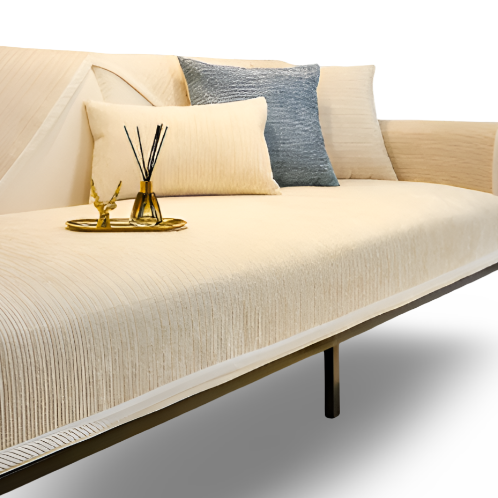 Chic Striped Chenille Sofabezug - Atmungsaktiver, Strukturierter, Haustierfreundliche, Rutschfester Sofabezug