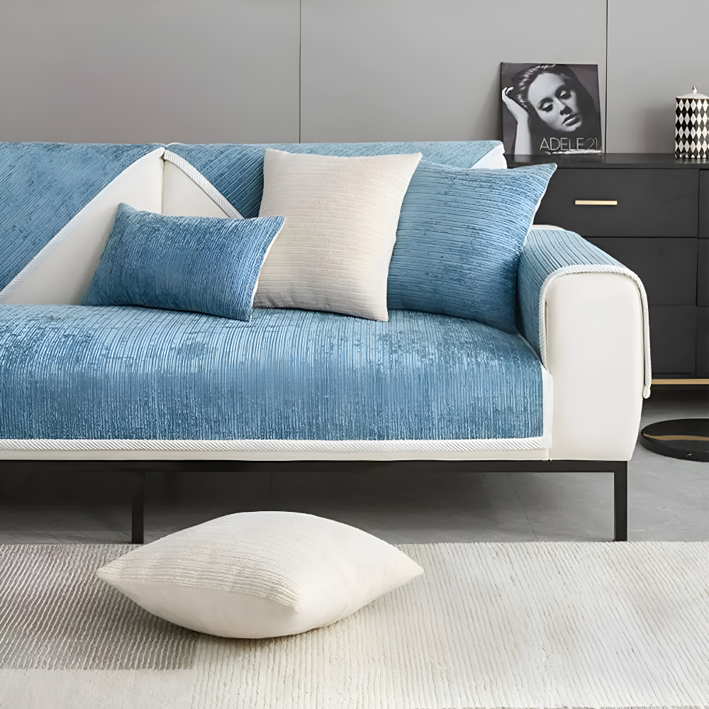 Chic Striped Chenille Sofabezug - Atmungsaktiver, Strukturierter, Haustierfreundliche, Rutschfester Sofabezug
