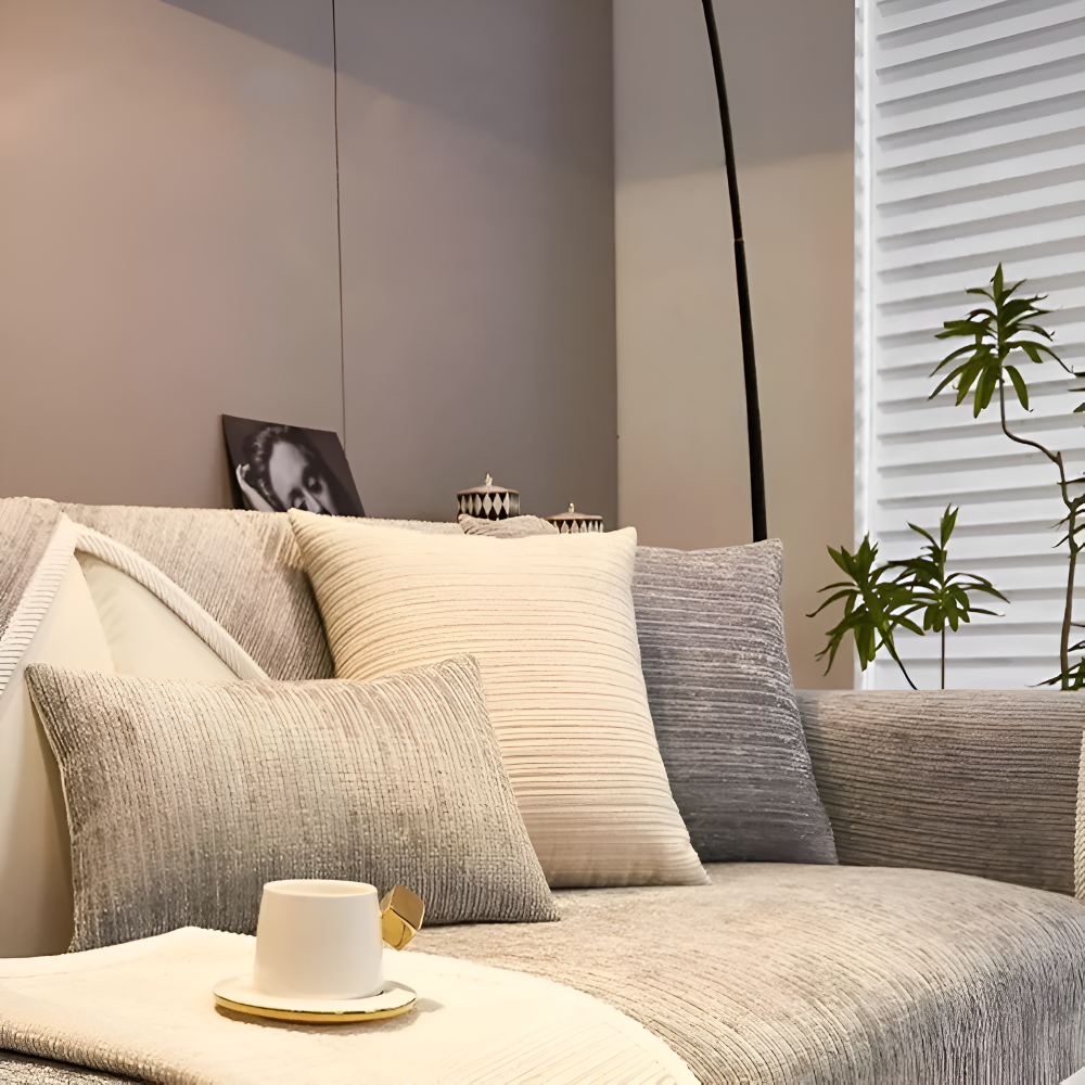 Chic Striped Chenille Sofabezug - Atmungsaktiver, Strukturierter, Haustierfreundliche, Rutschfester Sofabezug