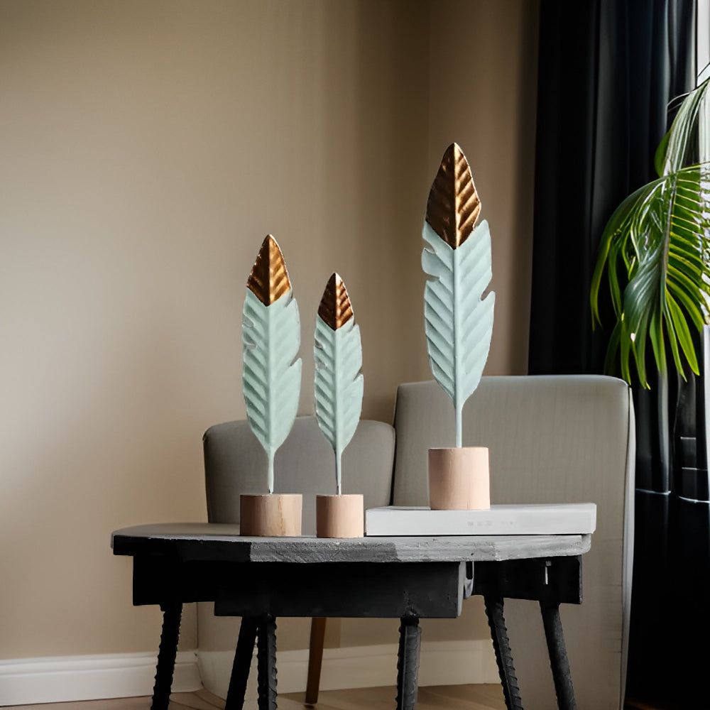 Chic - Touch - Mini Holzornamente Feder & Blatt aus Holz +