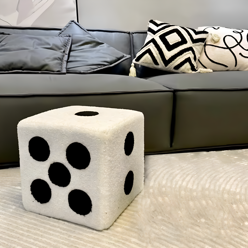 ChroDot - Hocker -Samt Würfelhocker schwarz-weiß