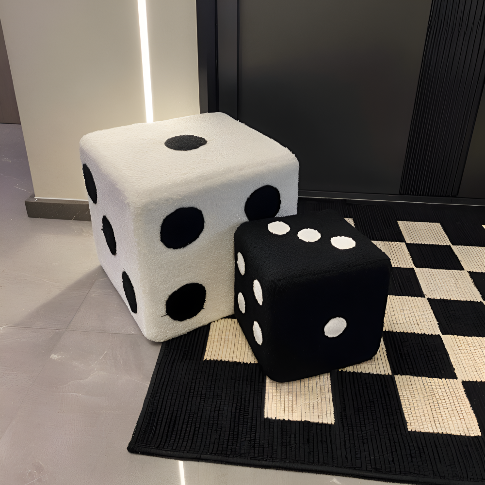 ChroDot - Hocker -Samt Würfelhocker schwarz-weiß