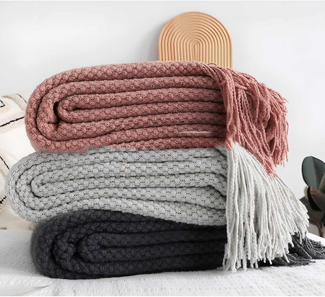 CoarseKnit Plaid - Stylische Strickdecke - Fleece Decke für Ganzjährigen Komfort