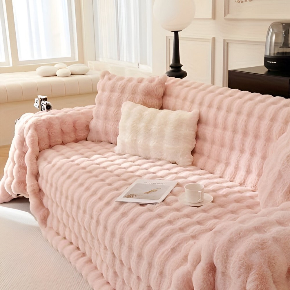 ComfyPal Plaid - Luxuriöse Dicke Plüsch Sofadecke - Ultra Weiche Gesteppte Kunstpelz Fleece Blanket