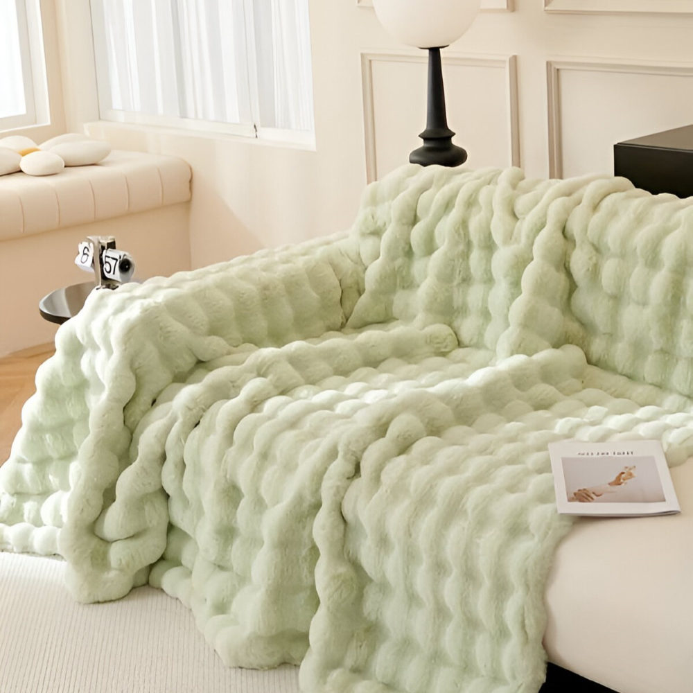 ComfyPal Plaid - Luxuriöse Dicke Plüsch Sofadecke - Ultra Weiche Gesteppte Kunstpelz Fleece Blanket