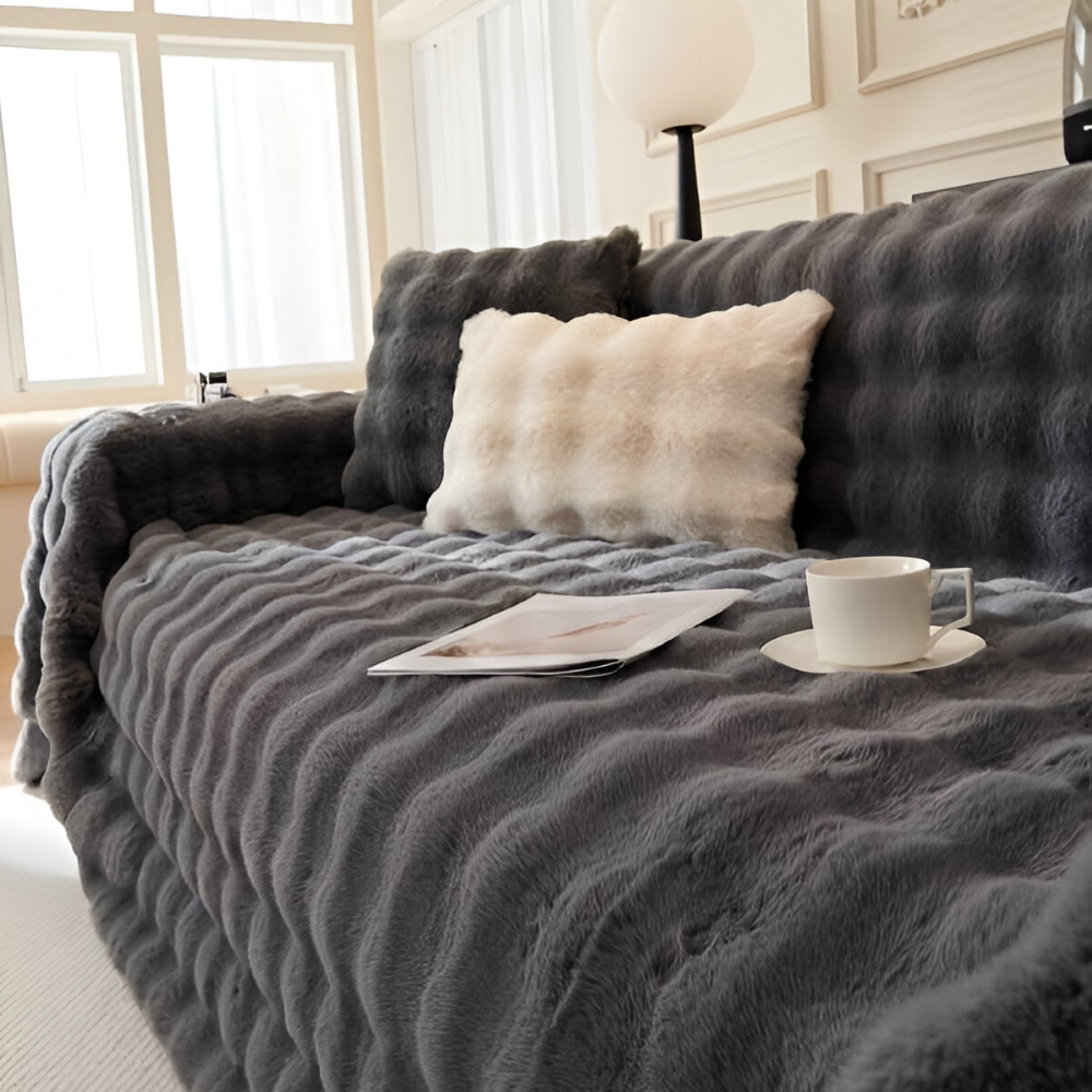 ComfyPal Plaid - Luxuriöse Dicke Plüsch Sofadecke - Ultra Weiche Gesteppte Kunstpelz Fleece Blanket