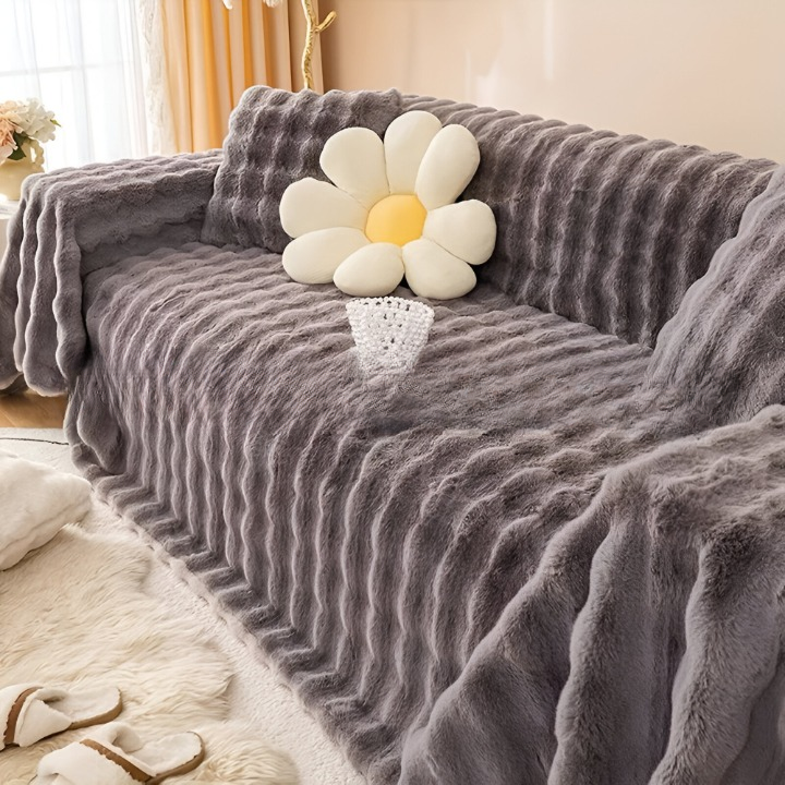 ComfyPal Plaid - Luxuriöse Dicke Plüsch Sofadecke - Ultra Weiche Gesteppte Kunstpelz Fleece Blanket