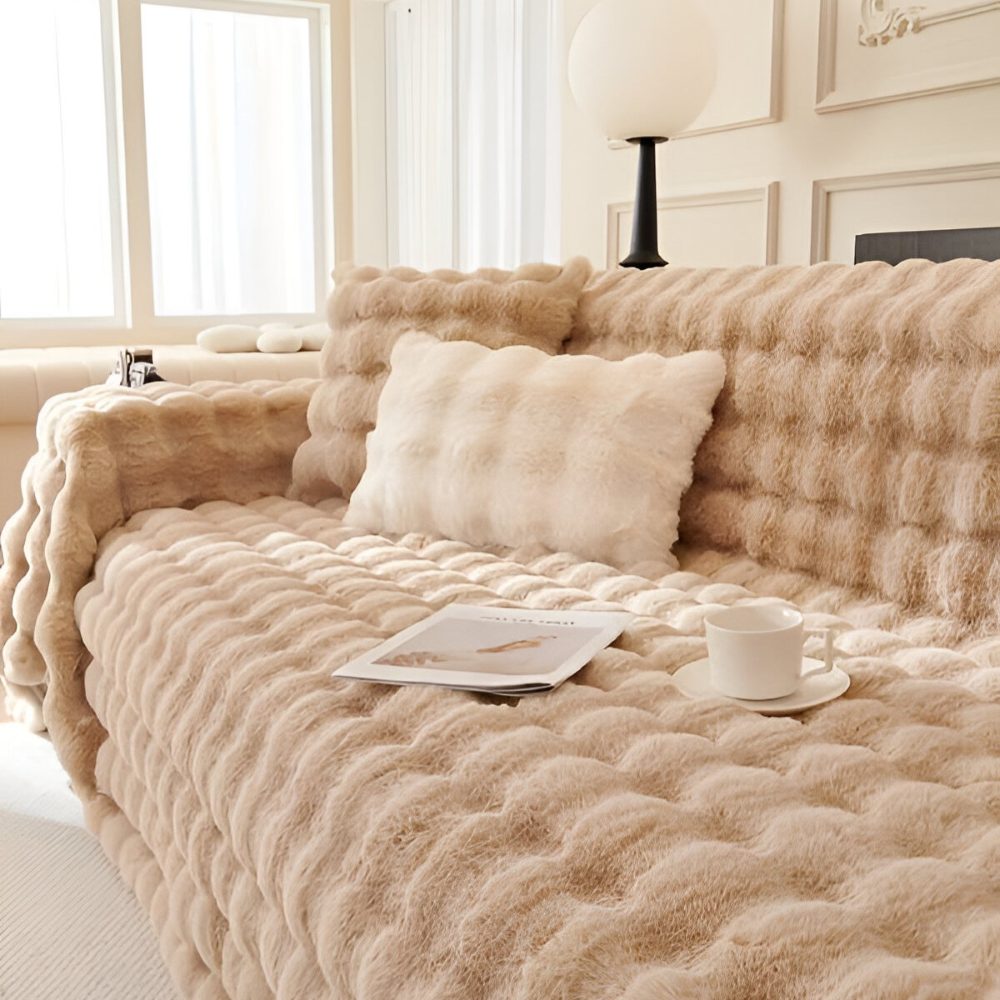 ComfyPal Plaid - Luxuriöse Dicke Plüsch Sofadecke - Ultra Weiche Gesteppte Kunstpelz Fleece Blanket