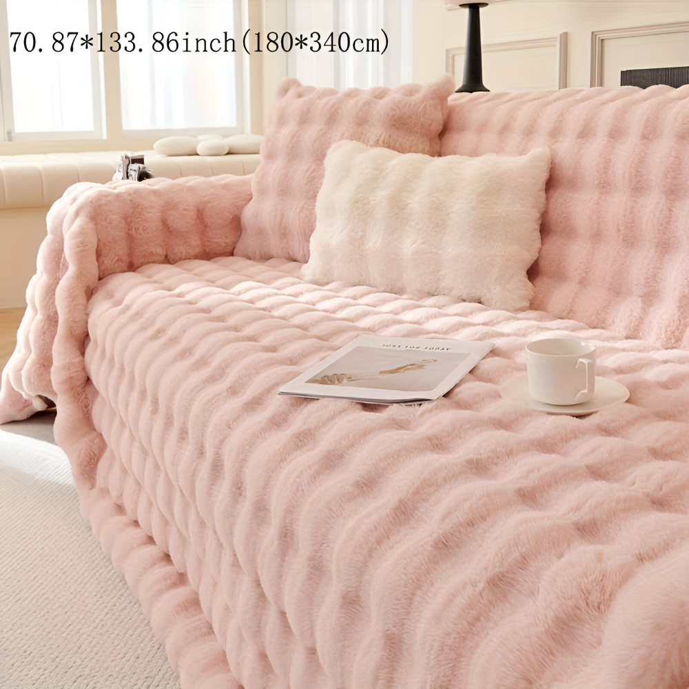 ComfyPal Plaid - Luxuriöse Dicke Plüsch Sofadecke - Ultra Weiche Gesteppte Kunstpelz Fleece Blanket