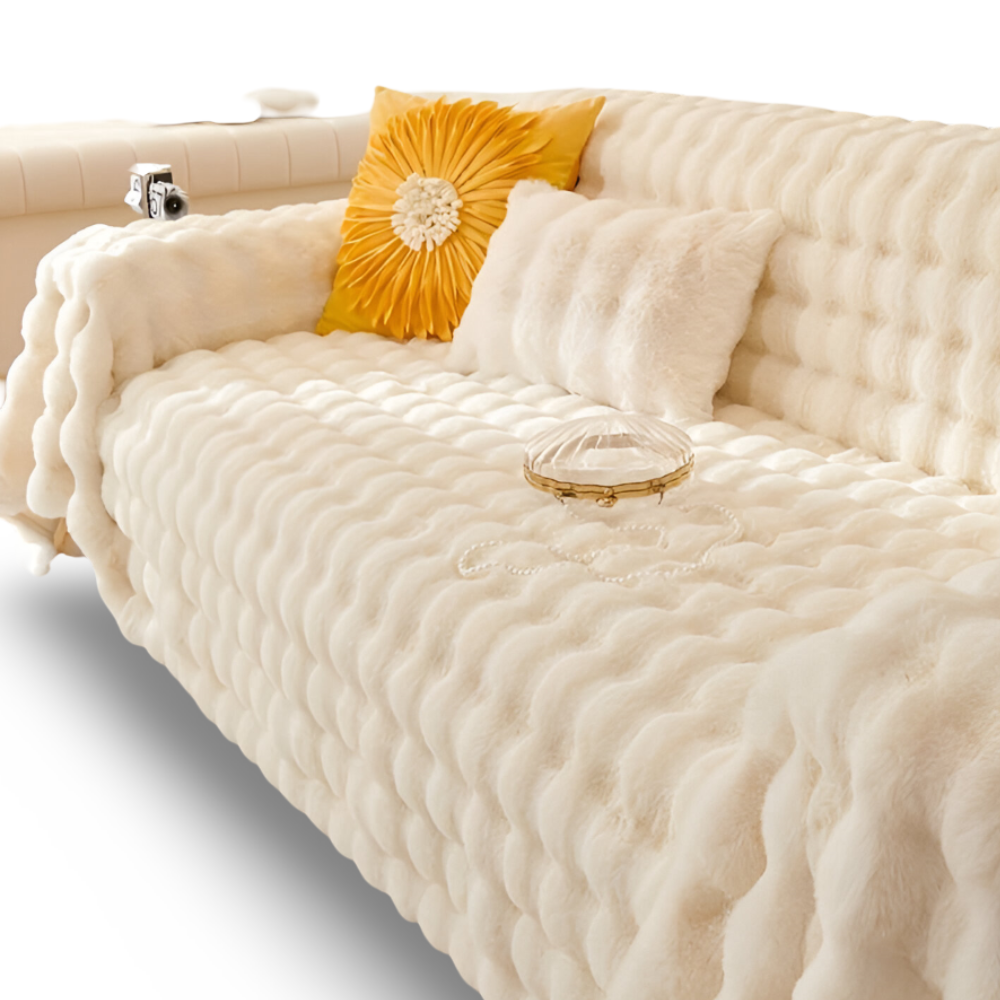 ComfyPal Plaid - Luxuriöse Dicke Plüsch Sofadecke - Ultra Weiche Gesteppte Kunstpelz Fleece Blanket