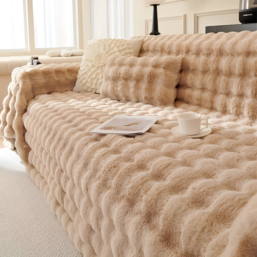 ComfyPal Plaid - Luxuriöse Dicke Plüsch Sofadecke - Ultra Weiche Gesteppte Kunstpelz Fleece Blanket