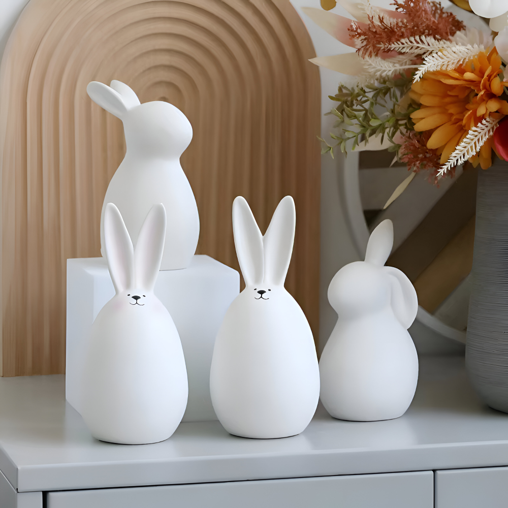Osterhasen - Figuren weiß minimalistisch