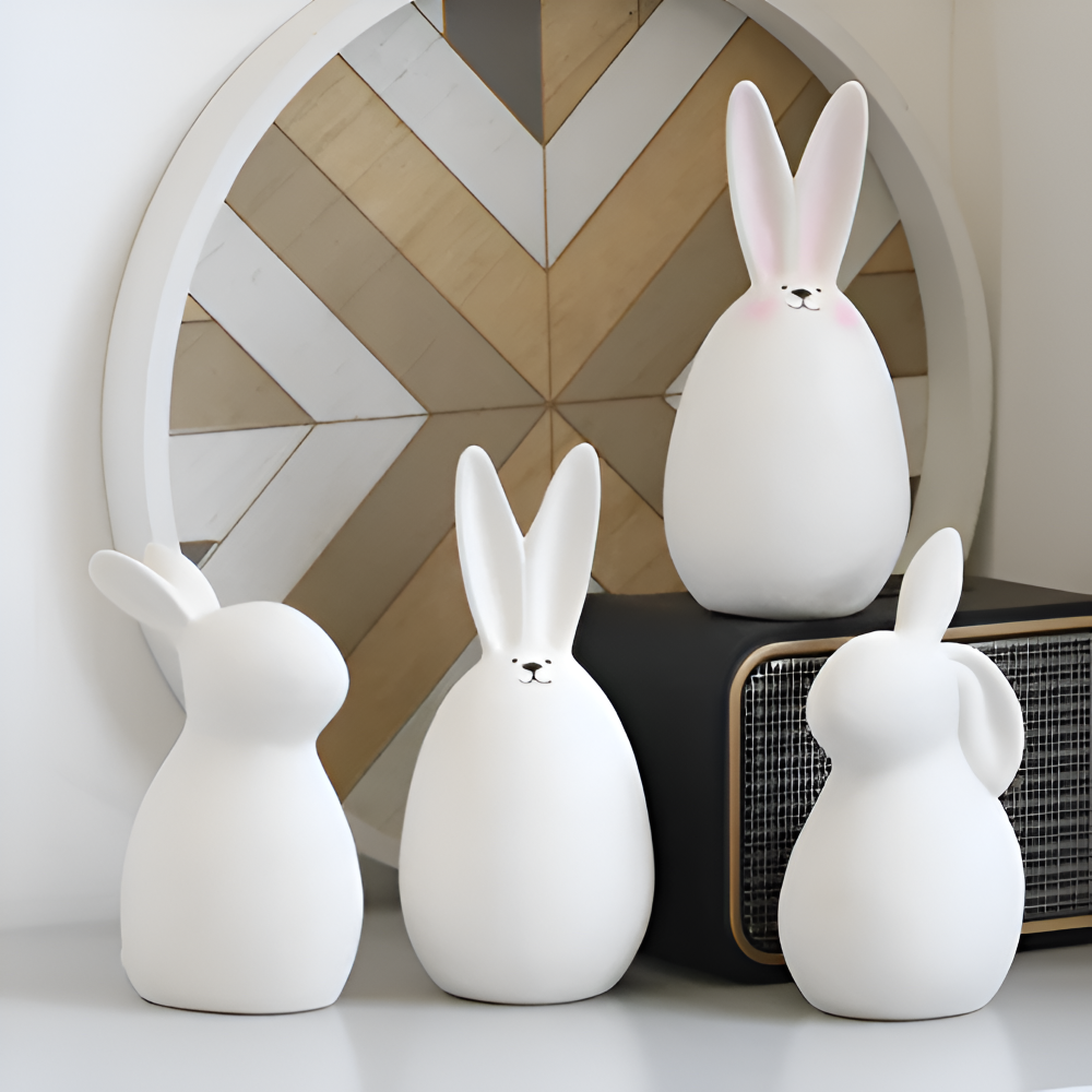 Osterhasen - Figuren weiß minimalistisch