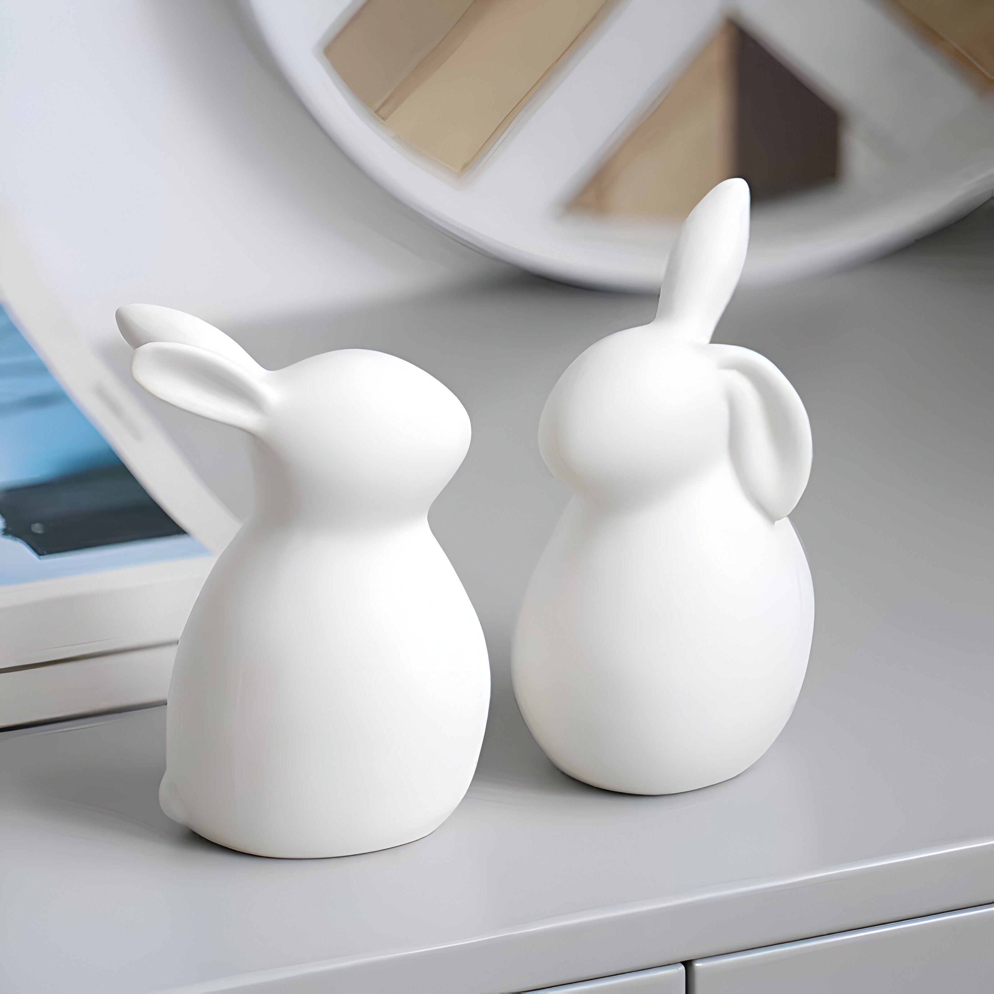 Osterhasen - Figuren weiß minimalistisch