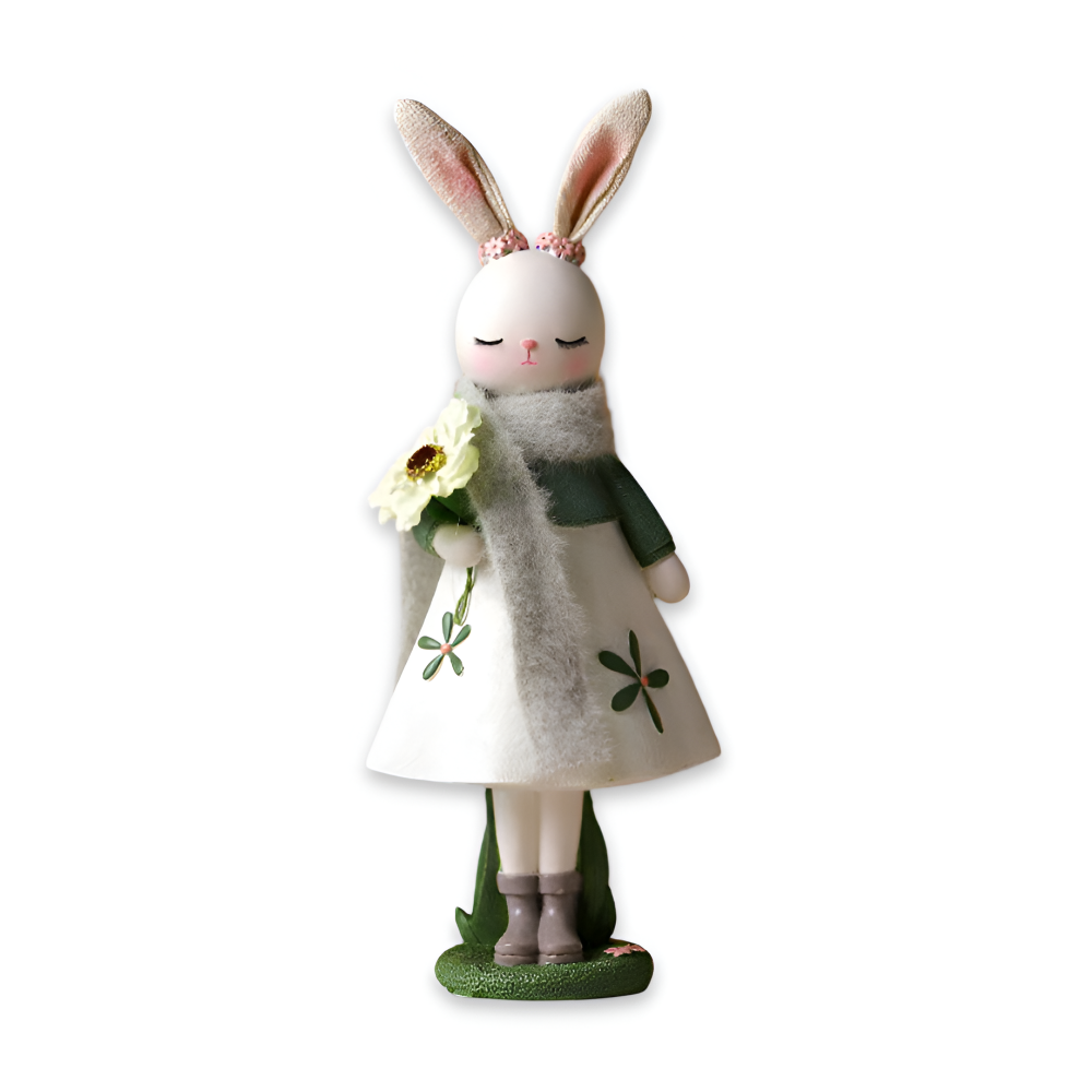 Oster - Elegante Oster Hasenfigur aus Harz mit Kleid & Blume